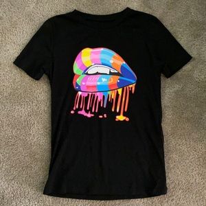 Multi color happy lips tshirt brand new never worn